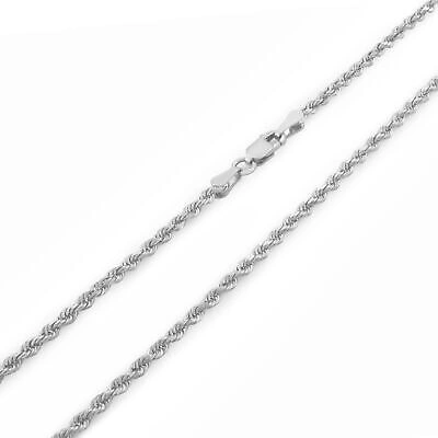 Pre-owned Nuragold 14k White Gold 2.5mm Diamond Cut Rope Italian Chain Pendant Necklace Mens 30"