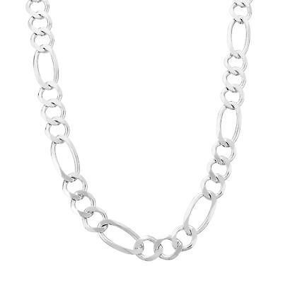 Pre-owned Nuragold 14k White Gold Solid Mens 6.5mm Italian Figaro Link Chain Pendant Necklace 28"