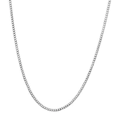 Pre-owned Nuragold 14k White Gold 2mm Women Solid Curb Cuban Chain Link Italian Necklace 18"