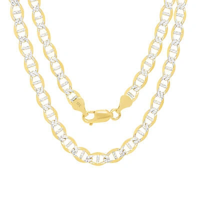 Pre-owned Nuragold 14k Yellow Gold Solid 6mm Pave Diamond Cut Mariner Anchor Chain Necklace 24"