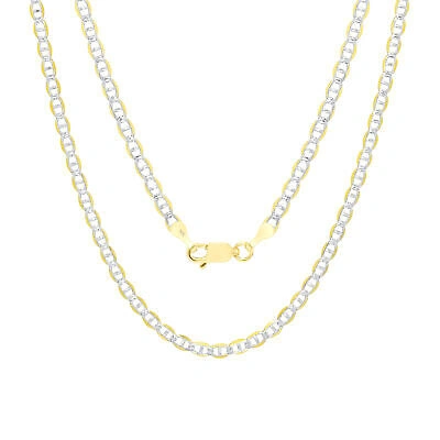 Pre-owned Nuragold 14k Yellow Gold Solid 3mm Pave Diamond Cut Mariner Anchor Chain Necklace 16"