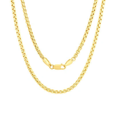 Pre-owned Nuragold 10k Yellow Gold Mens 2.5mm Venetian Rounded Box Link Chain Pendant Necklace 26"
