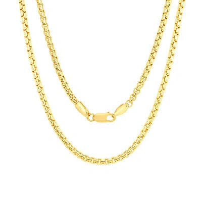 Pre-owned Nuragold 10k Yellow Gold Mens 2mm Venetian Round Box Link Chain Pendant Necklace 26"