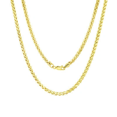 Pre-owned Nuragold 10k Yellow Gold 3mm Palm Wheat Foxtail Franco Round Spiga Chain Necklace 16"