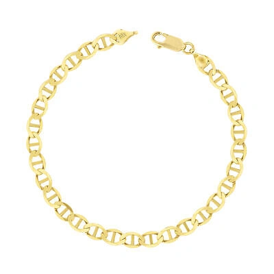 Pre-owned Nuragold 10k Yellow Gold Solid Mens 5mm Mariner Anchor Flat Link Chain Bracelet 9"