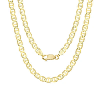 Pre-owned Nuragold 10k Yellow Gold Solid Mens 5mm Mariner Anchor Link Chain Pendant Necklace 30"