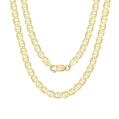 Pre-owned Nuragold 10k Yellow Gold Solid Mens 5mm Mariner Anchor Link Chain Pendant Necklace 28"