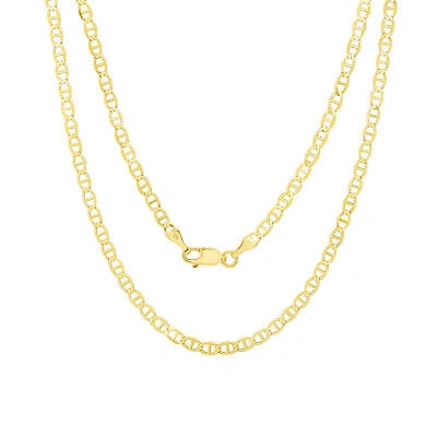 Pre-owned Nuragold 10k Yellow Gold Solid Mens 3mm Mariner Anchor Link Chain Pendant Necklace 30"
