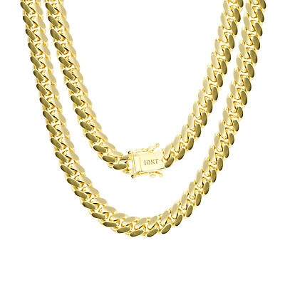 Pre-owned Nuragold 10k Yellow Gold Solid 7mm Mens Miami Cuban Chain Pendant Necklace Box Clasp 26"