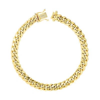 Pre-owned Nuragold 10k Yellow Gold 6.5mm Mens Miami Cuban Link Italian Chain Bracelet Box Clasp 9"