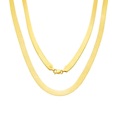 Pre-owned Nuragold 10k Yellow Gold Solid Womens 9mm High Polish Silk Herringbone Chain Necklace 16"