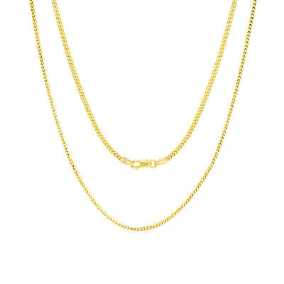 Pre-owned Nuragold 10k Yellow Gold Solid 1.5mm Womens Franco Diamond Cut Wheat Chain Necklace 16"