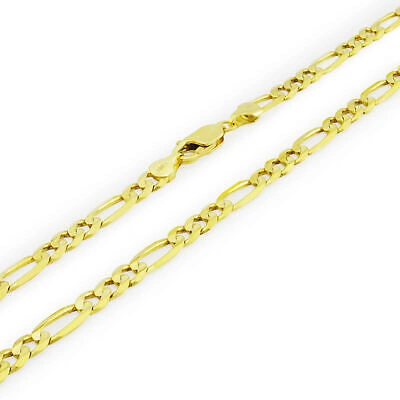 Pre-owned Nuragold 10k Yellow Gold Solid Mens 5.5mm Italian Figaro Link Chain Pendant Necklace 30"