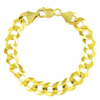 Pre-owned Nuragold 10k Yellow Gold Solid 11.5mm Wide Curb Cuban Chain Italian Link Mens Bracelet 9"