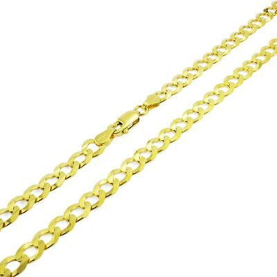 Pre-owned Nuragold 10k Yellow Gold 5mm Women Solid Curb Cuban Chain Link Italian Necklace 16"