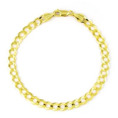Pre-owned Nuragold 10k Yellow Gold 6mm Mens Cuban Link Curb Chain Bracelet Italian Made 8.5"