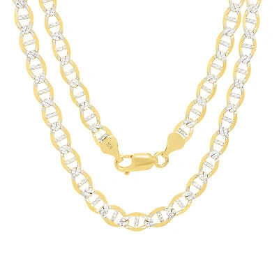 Pre-owned Nuragold 10k Yellow Gold Solid 6mm Pave Diamond Cut Mariner Anchor Chain Necklace 18"
