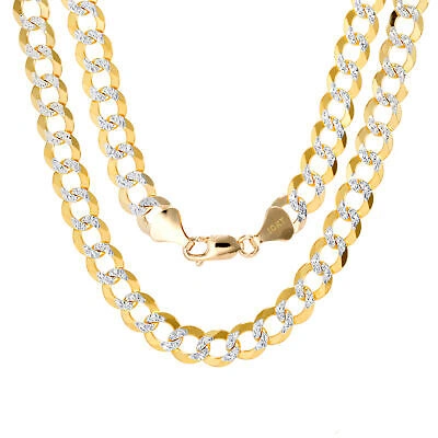 Pre-owned Nuragold 10k Yellow Gold Solid Mens 8.5mm Diamond Cut Pave Curb Cuban Chain Necklace 28"