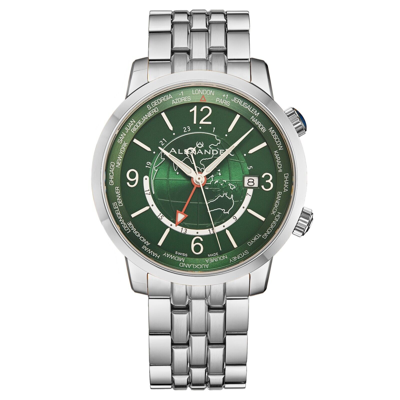 Pre-owned Alexander Swiss Made World Traveler Stainless Steel Sapphire Crystal Men's Watch