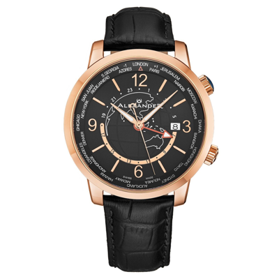 Pre-owned Alexander Swiss Made World Traveler Stainless Steel Sapphire Crystal Men's Watch
