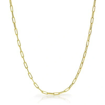 Pre-owned Nuragold 14k Yellow Gold 3mm Paperclip Chain Rolo Elongated Link Cable Necklace Women 22"