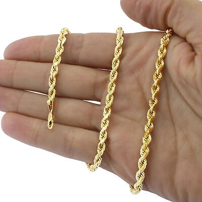 Pre-owned Nuragold 14k Yellow Gold 6mm Rope Diamond Cut Mens Chain Necklace Italian Made 18"- 30"