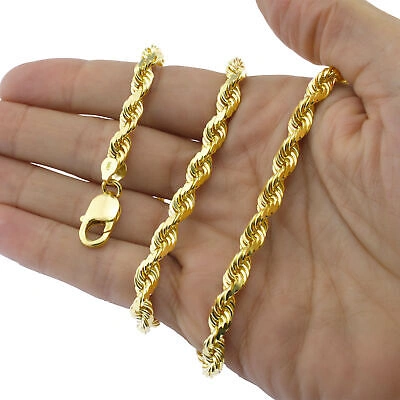 Pre-owned Nuragold 10k Yellow Gold Solid Thick 7mm Mens Rope Diamond Cut Chain Necklace 20"-30"