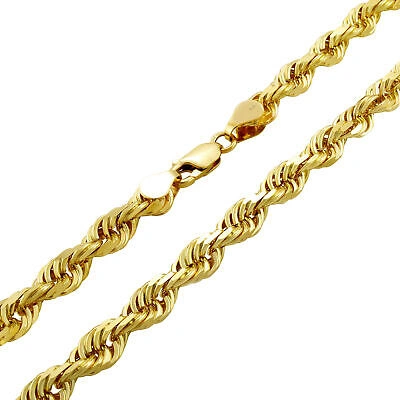 Pre-owned Nuragold 10k Yellow Gold 5mm Diamond Cut Rope Italian Chain Pendant Necklace Mens 28"