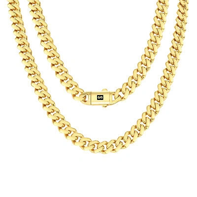 Pre-owned Nuragold 10k Yellow Gold Royal Monaco Miami Cuban Link 9mm Chain Pendant Necklace 20"