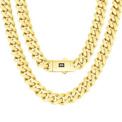 Pre-owned Nuragold 10k Yellow Gold Royal Monaco Miami Cuban Link 11mm Chain Pendant Necklace 22"