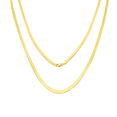 Pre-owned Nuragold 14k Yellow Gold Solid Womens 3mm High Polish Silk Herringbone Chain Necklace 18"