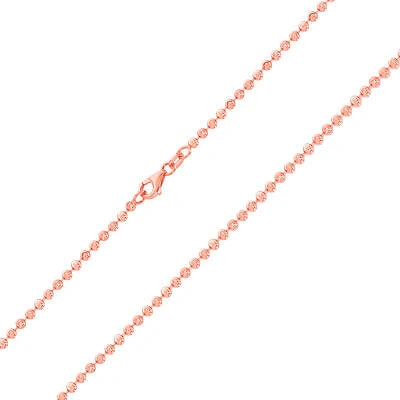 Pre-owned Nuragold Mens 10k Rose Gold Solid 2.5mm Diamond Moon Cut Bead Ball Chain Necklace 24" In Pink