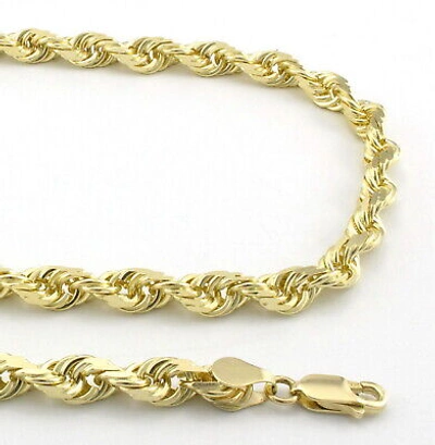 Pre-owned Nuragold 14k Yellow Solid Gold 6mm Mens Diamond Cut Rope Chain Necklace Italian Made 26"
