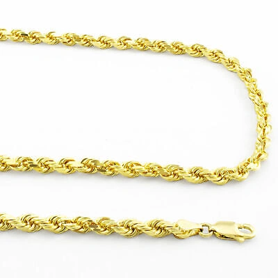 Pre-owned Nuragold 14k Yellow Solid Gold 4mm Mens Diamond Cut Rope Chain Necklace Italian Made 18"