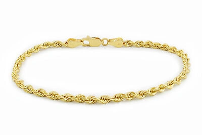 Pre-owned Nuragold 14k Yellow Gold Solid 2.5mm Diamond Cut Rope Chain Italian Bracelet Mens 8"