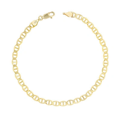 Pre-owned Nuragold 14k Yellow Gold Solid 5mm Mens Mariner Anchor Flat Link Chain Bracelet 8.5"