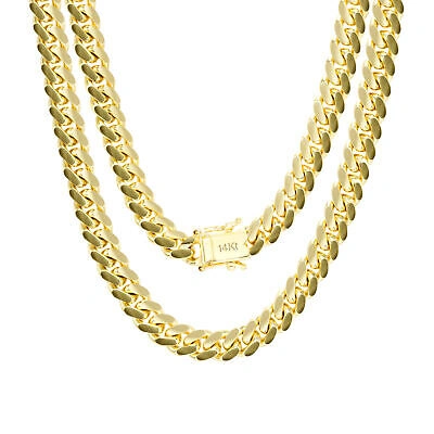 Pre-owned Nuragold 14k Yellow Gold Solid 7mm Mens Miami Cuban Chain Pendant Necklace Box Clasp 24"
