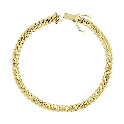 Pre-owned Nuragold 14k Yellow Gold Solid Mens 5mm Miami Cuban Link Chain Bracelet Box Clasp 8.5"