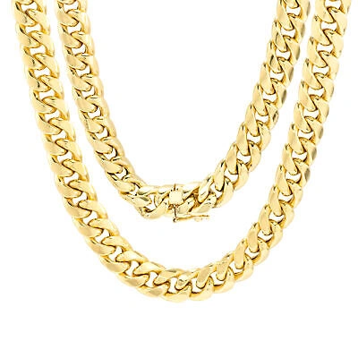 Pre-owned Nuragold 14k Yellow Gold Mens Italian 9mm Miami Cuban Link Chain Necklace Box Clasp 22"