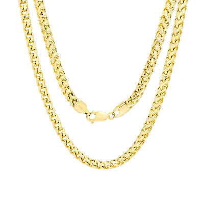 Pre-owned Nuragold 14k Yellow Gold Solid 5mm Mens Thick Franco Diamond Cut Necklace Chain 26"