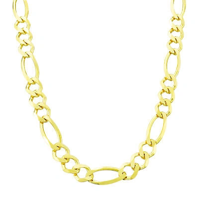 Pre-owned Nuragold 14k Yellow Gold 8mm Wide Figaro Chain Italian Link Pendant Necklace Mens 30"