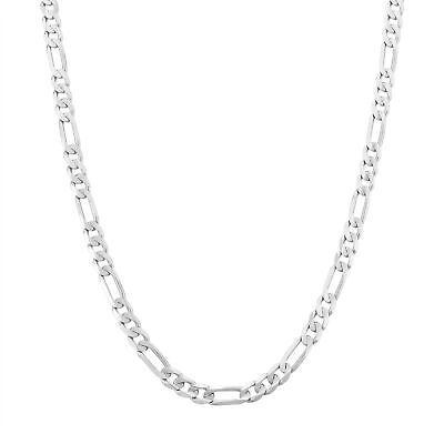 Pre-owned Nuragold 14k White Gold Solid Mens 4.5mm Italian Figaro Link Chain Pendant Necklace 26"