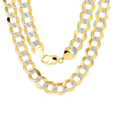 Pre-owned Nuragold 14k Yellow Gold Solid Mens 12.5mm Diamond Cut Pave Cuban Curb Chain Necklace 26"