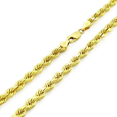 Pre-owned Nuragold 10k Yellow Gold Solid 5mm Mens Diamond Cut Rope Chain Necklace Lobster Clasp 28"