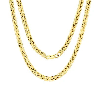 Pre-owned Nuragold 10k Yellow Gold 5mm Palm Wheat Foxtail Franco Round Spiga Chain Necklace 28"