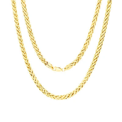 Pre-owned Nuragold 10k Yellow Gold 4mm Palm Wheat Foxtail Franco Round Spiga Chain Necklace 30"