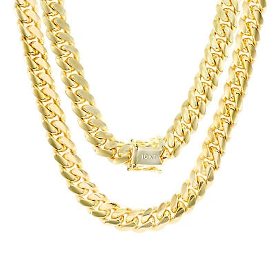 Pre-owned Nuragold 10k Yellow Gold Solid 8mm Mens Miami Cuban Chain Pendant Necklace Box Clasp 22"