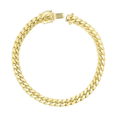 Pre-owned Nuragold 10k Yellow Gold Solid Mens 6mm Miami Cuban Link Chain Bracelet Box Clasp 9"