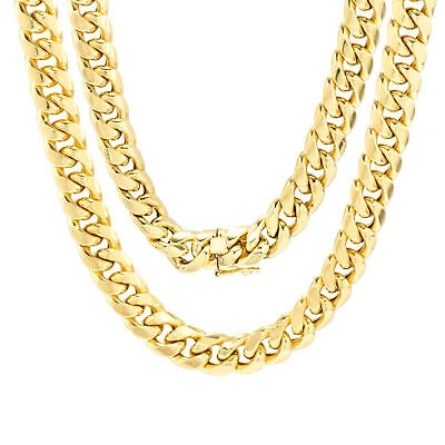 Pre-owned Nuragold 10k Yellow Gold Mens 9mm Miami Cuban Link Chain Italian Necklace Box Clasp 30"