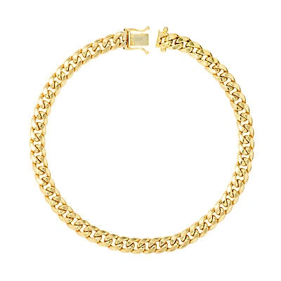 Pre-owned Nuragold 10k Yellow Gold 5mm Mens Miami Cuban Link Italian Chain Bracelet Box Clasp 8.5"